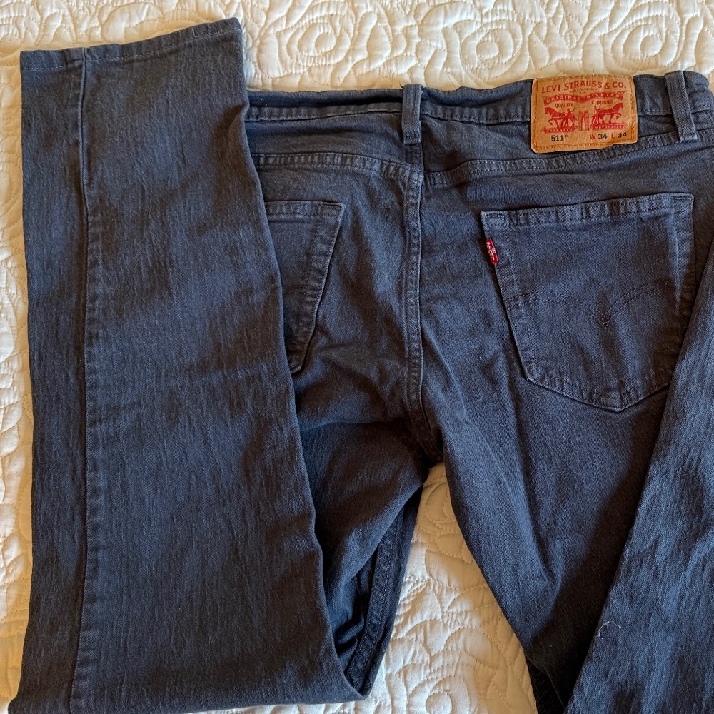 Levis Mens 511 Jeans 34/34 Charcoal/Dark Gray Blue -??